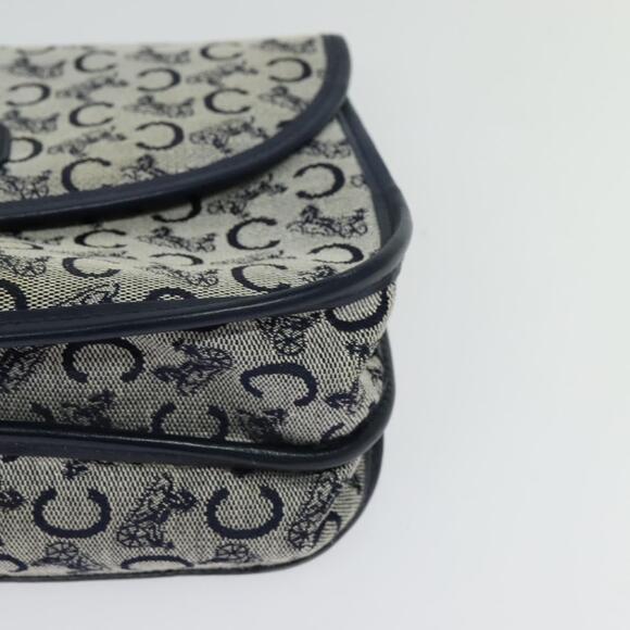 CELINE C Sulky Shoulder Bag Canvas Navy Gold - Picture 9 of 12